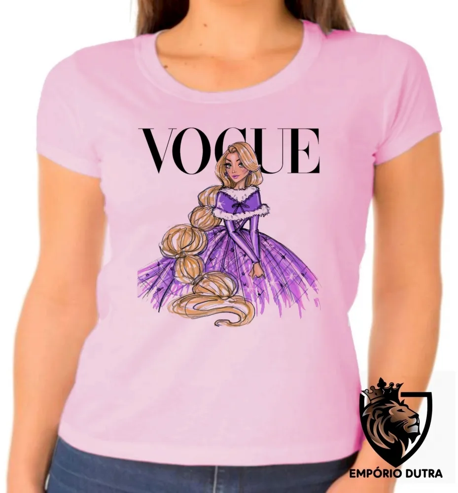 Baby look blusa feminina Rapunzel princesa Imagem
