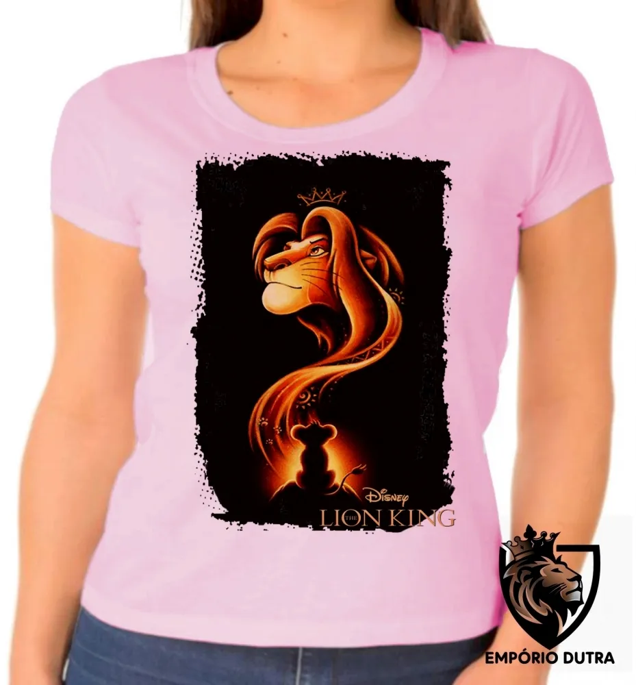 Baby look blusa feminina Rei Leão disney Lion King Mufasa Simba filho Imagem