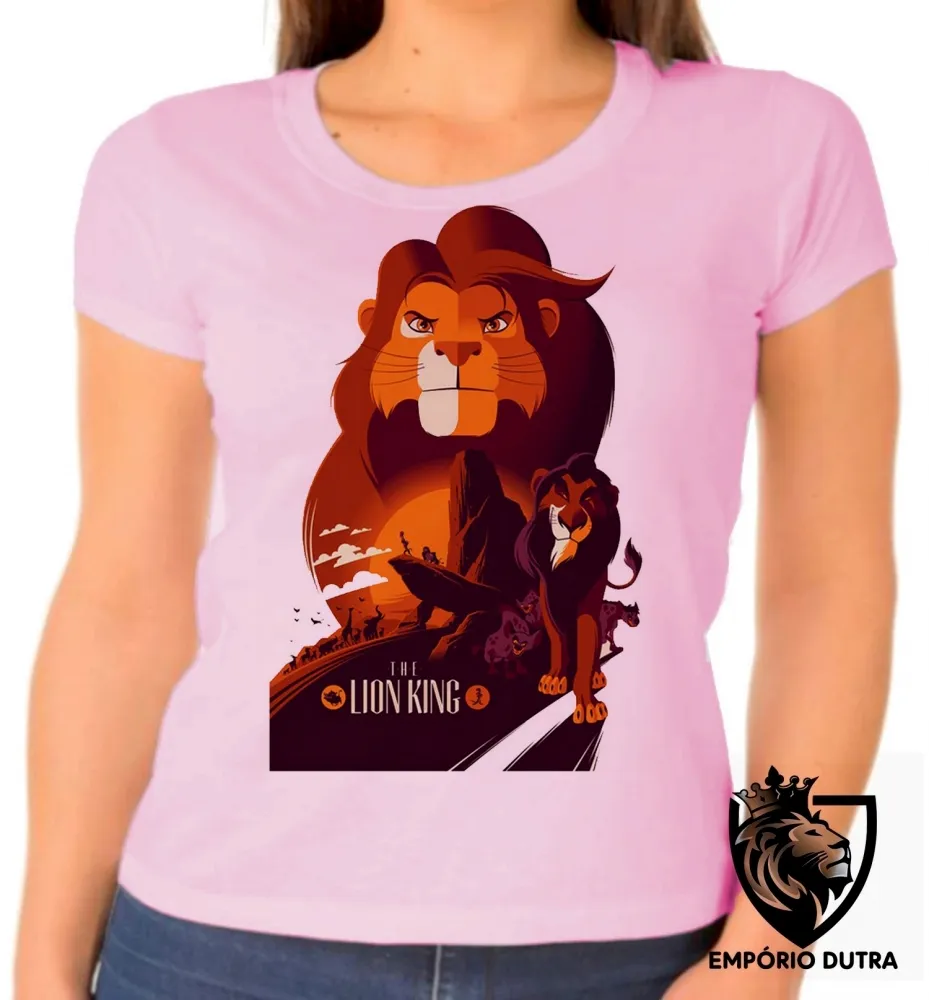 Baby look blusa feminina rei leão escar simba disney desenho