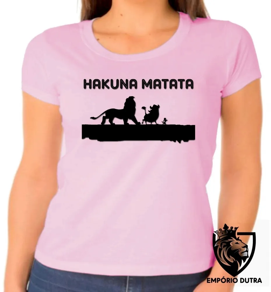 Baby look blusa feminina rei leão Hakuna Matata timão pumba Imagem