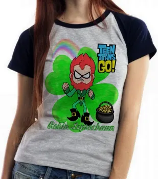 Baby look blusa feminina Robin jovens titãs Leprechaun titan go - Foto 2