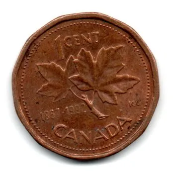 Canadá - 1992 - 1 Cent Comemorativa (125º aniversário da Confederação Canadense)