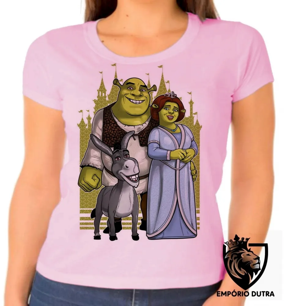 Baby look blusa feminina Shrek fiona burro desenho