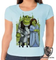 Baby look blusa feminina Shrek fiona burro desenho - Foto 2