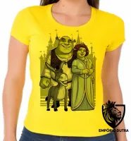 Baby look blusa feminina Shrek fiona burro desenho - Foto 3