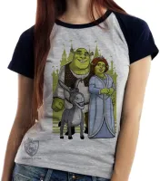 Baby look blusa feminina Shrek fiona burro desenho - Foto 4