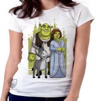Baby look blusa feminina Shrek fiona burro desenho - Foto 5