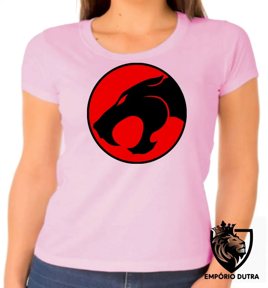 Baby look blusa feminina Símbolo Thundercats lion leão tigre Imagem