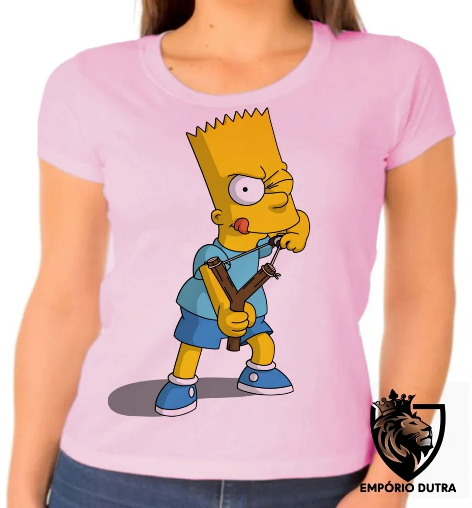 Baby look blusa feminina Simpsons Bart Estilingue filho homer