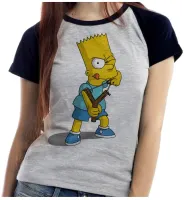 Baby look blusa feminina Simpsons Bart Estilingue filho homer - Foto 6