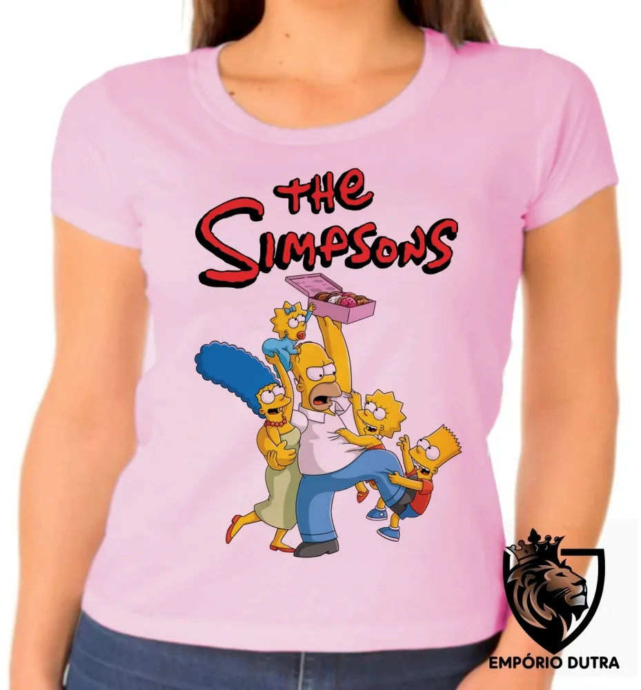 Baby look blusa feminina simpsons familia homer lisa bart marge Imagem