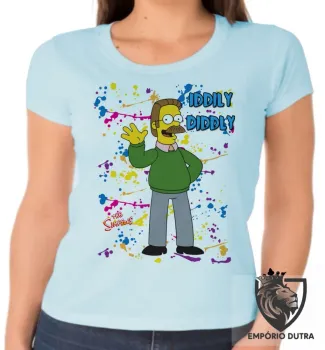 Baby look blusa feminina simpsons flanders iddily diddly - Foto 2
