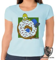 Baby look blusa feminina Simpsons Homer rosquinha morder - Foto 2