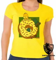 Baby look blusa feminina Simpsons Homer rosquinha morder - Foto 3