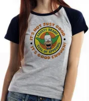 Baby look blusa feminina Simpsons Krust selo palhaço série - Foto 4
