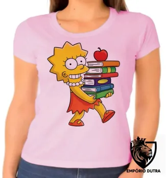 Baby look blusa feminina Simpsons Lisa Livros maggie marge