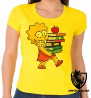 Baby look blusa feminina Simpsons Lisa Livros maggie marge - Foto 2