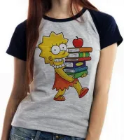 Baby look blusa feminina Simpsons Lisa Livros maggie marge - Foto 5