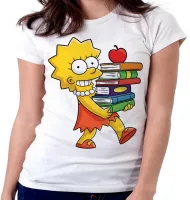 Baby look blusa feminina Simpsons Lisa Livros maggie marge - Foto 6