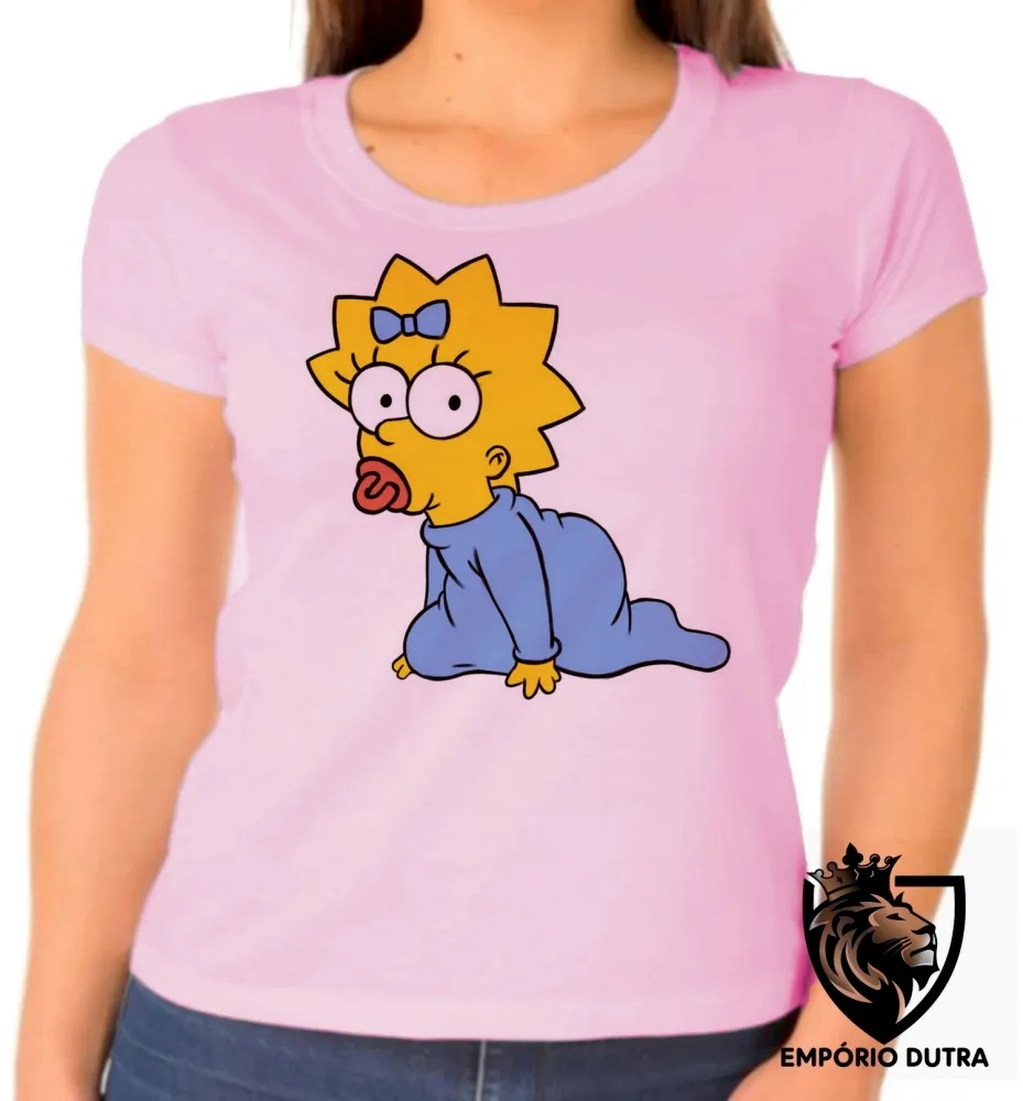 Baby look blusa feminina Simpsons Maggie Bebê lisa margie homer Imagem