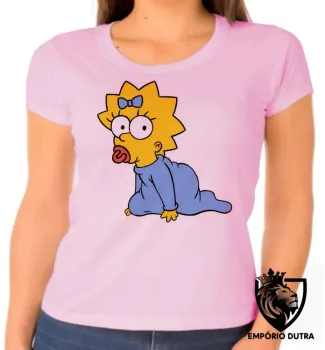 Baby look blusa feminina Simpsons Maggie Bebê lisa margie homer