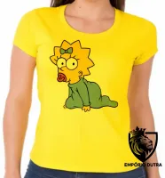 Baby look blusa feminina Simpsons Maggie Bebê lisa margie homer - Foto 4