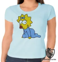 Baby look blusa feminina Simpsons Maggie Bebê lisa margie homer - Foto 5