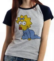 Baby look blusa feminina Simpsons Maggie Bebê lisa margie homer - Foto 6