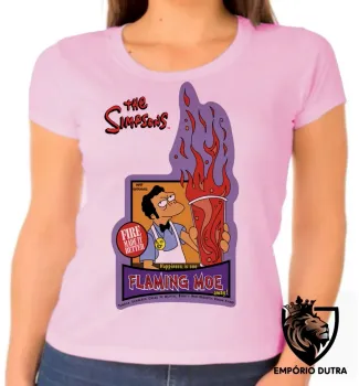 Baby look blusa feminina simpsons moe bar cerveja homer fogo