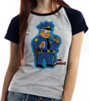 Baby look blusa feminina simpsons policial donut rosquinha - Foto 4