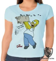 Baby look blusa feminina simpsons porco aranha homer filme - Foto 2