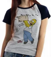 Baby look blusa feminina simpsons porco aranha homer filme - Foto 4
