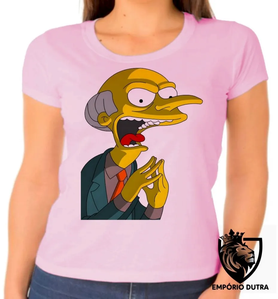 Baby look blusa feminina simpsons sr burns chefe homer bart lisa marge Imagem