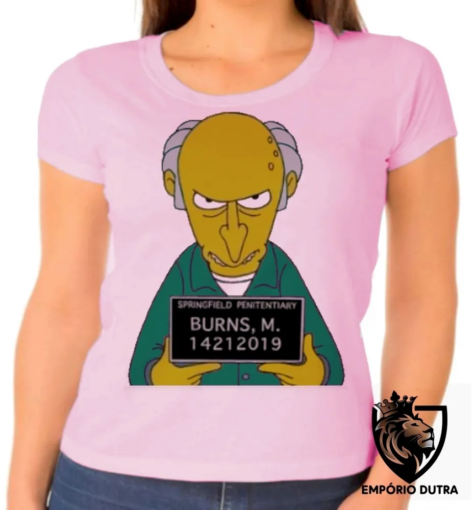 Baby look blusa feminina simpsons sr burns preso delegacia homer bart