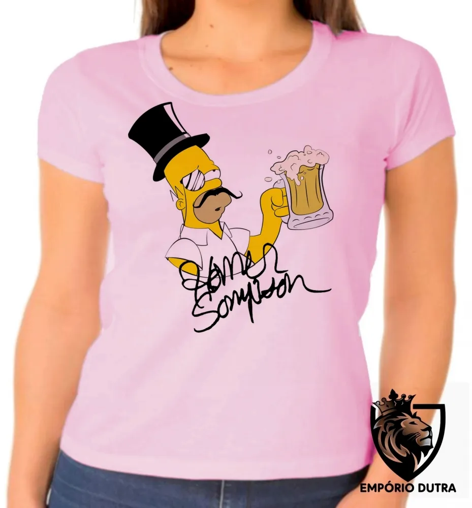 Baby look blusa feminina Sir Homer Simpson ingles cerveja choop