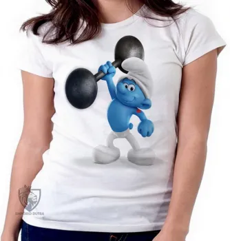 Baby look blusa feminina smurf robusto smurfs musculação forte - Foto 2