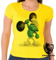 Baby look blusa feminina smurf robusto smurfs musculação forte - Foto 4