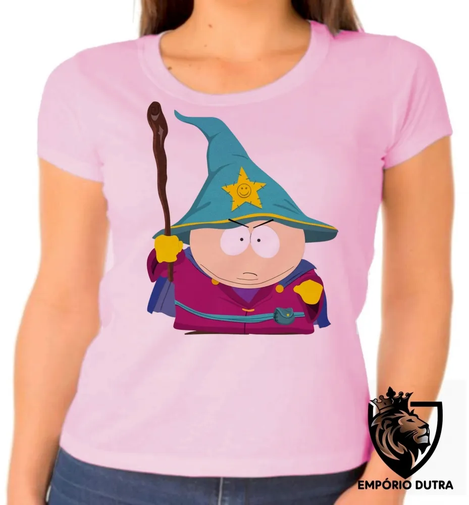 Baby look blusa feminina south park cartman bruxo desenho Imagem