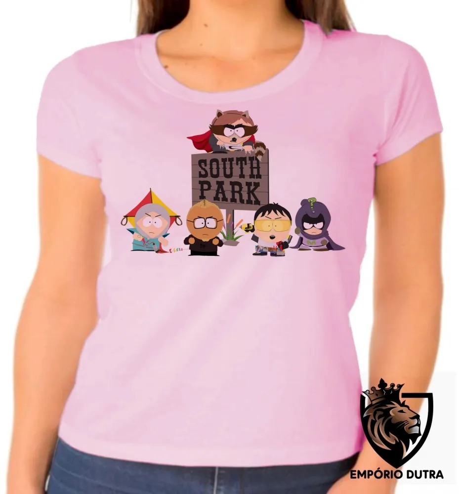 Baby look blusa feminina south park super herois desenho