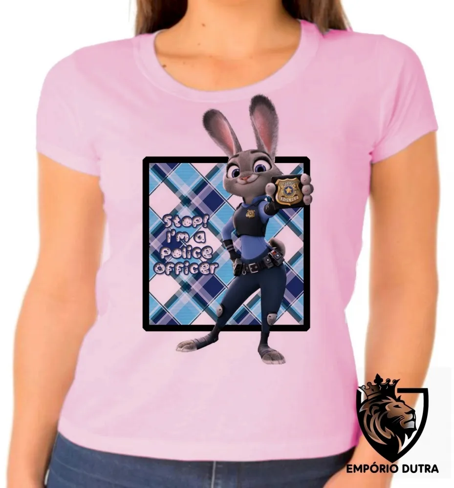 Baby look blusa feminina Stop Im police coelho zootopia