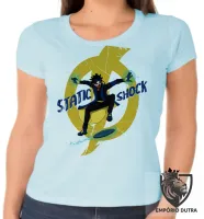 Baby look blusa feminina super shock choque static desenho - Foto 2