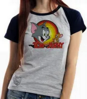 Baby look blusa feminina Tom and jerry gato rato desenho - Foto 4