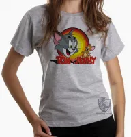 Baby look blusa feminina Tom and jerry gato rato desenho - Foto 6
