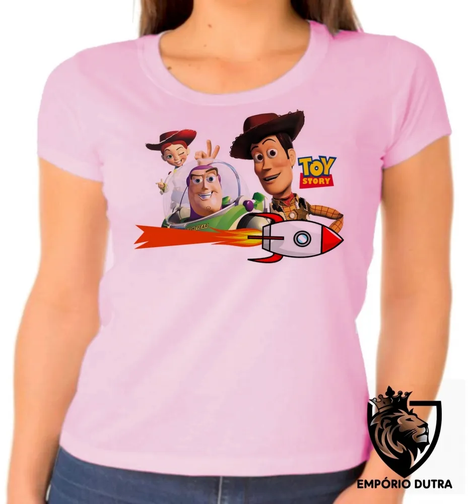 Baby look blusa feminina Toy Story Woody Buzz Jessy Imagem
