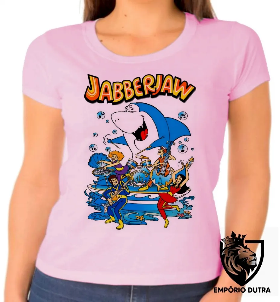 Baby look blusa feminina tutubarão tubarão jabberjaw desenho Imagem
