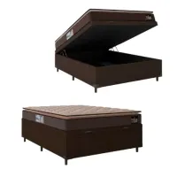 Cama Box Baú Casal Colchão Espuma D33 Pillow Top Millenium 138x188x60cm Marrom Hellen - Suporta até 120kg por Pessoa - Foto 2