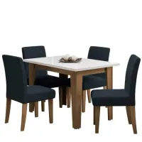 Conjunto de Mesa Sala de Jantar Miami com 4 Cadeiras Trieste Suede 1,20m Cedro / Off White / Chumbo Dobuê - Foto 2