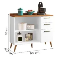 Balcão de Cozinha 2 Portas e 3 Gavetas com Tampo 1,20m Favorita Branco / Natura - Foto 2