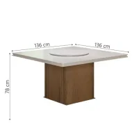 Conjunto Sala de Jantar Mesa Tampo Giratório 8 Cadeiras Siena Amsterdã Dobuê Cedro Off Areia - Foto 4