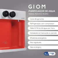 Purificador de Água Natural, Gelada e Alcalina GIOM 127V - Vermelho - Foto 4